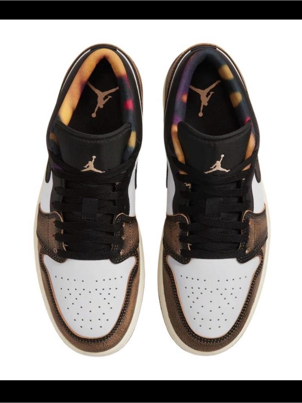 Jordan Men's Low Top Sneakers in White and Bronze with Multicolor Liner